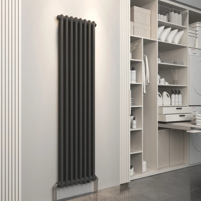 Трубчатый стальной радиатор 2-хколончатый 1800 WH Профкаст (Россия), черный (9005 мат), нижнее подключение (B50)