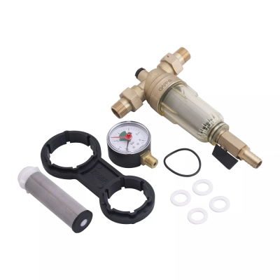 Фильтр промывной НР для холодной воды Gappo, сетчатый, с манометром и дренажным краном