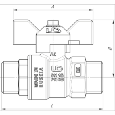 Кран шаровой латунный LD Pride (Россия) НР-НР