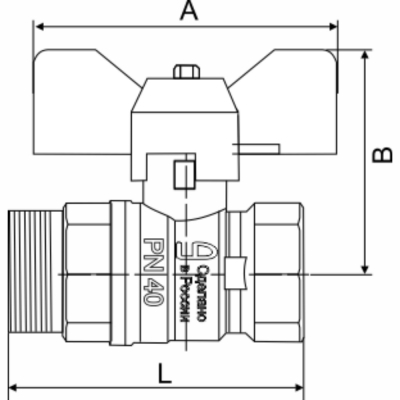 Кран шаровой латунный LD Pride (Россия) ВР-НР