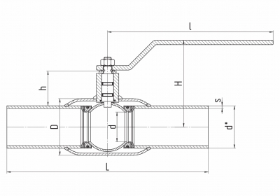 Кран шаровой стальной для газа LD (Россия) приварной, стандартнопроходной