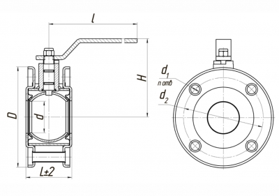 Кран шаровой стальной Стриж LD (Россия) межфланцевый для воды и газа, оцинкованный, полнопроходной