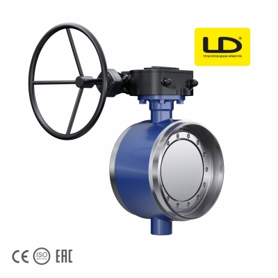 Поворотно-дисковый затвор 3-х эксцентриковый LD (Россия) с редуктором, приварной, низкотемпературный +200°С